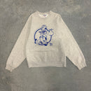 Vintage Heather Gray Blue Cartoon Crewneck - S