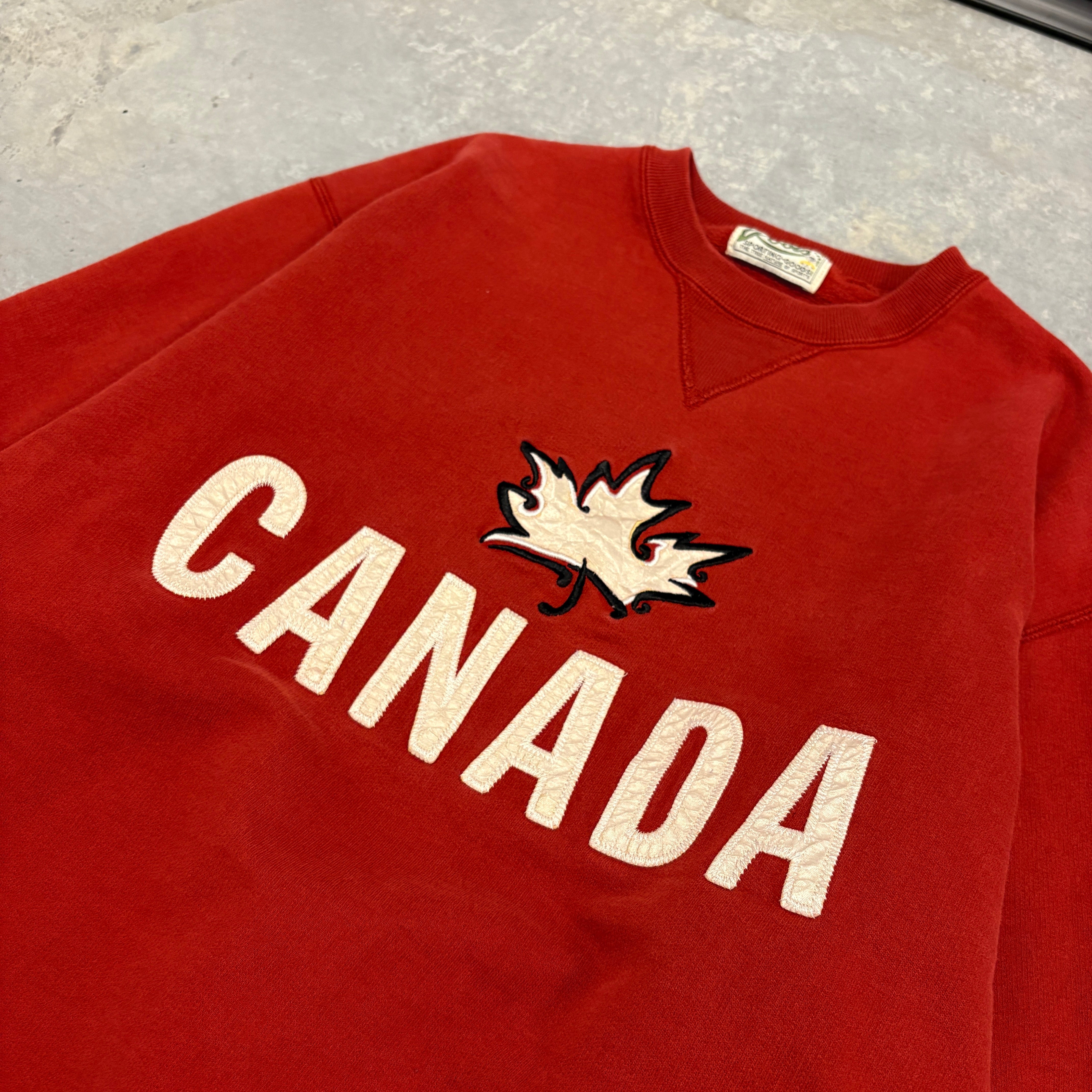 Vintage Burgundy Canada Roots Crewneck - L