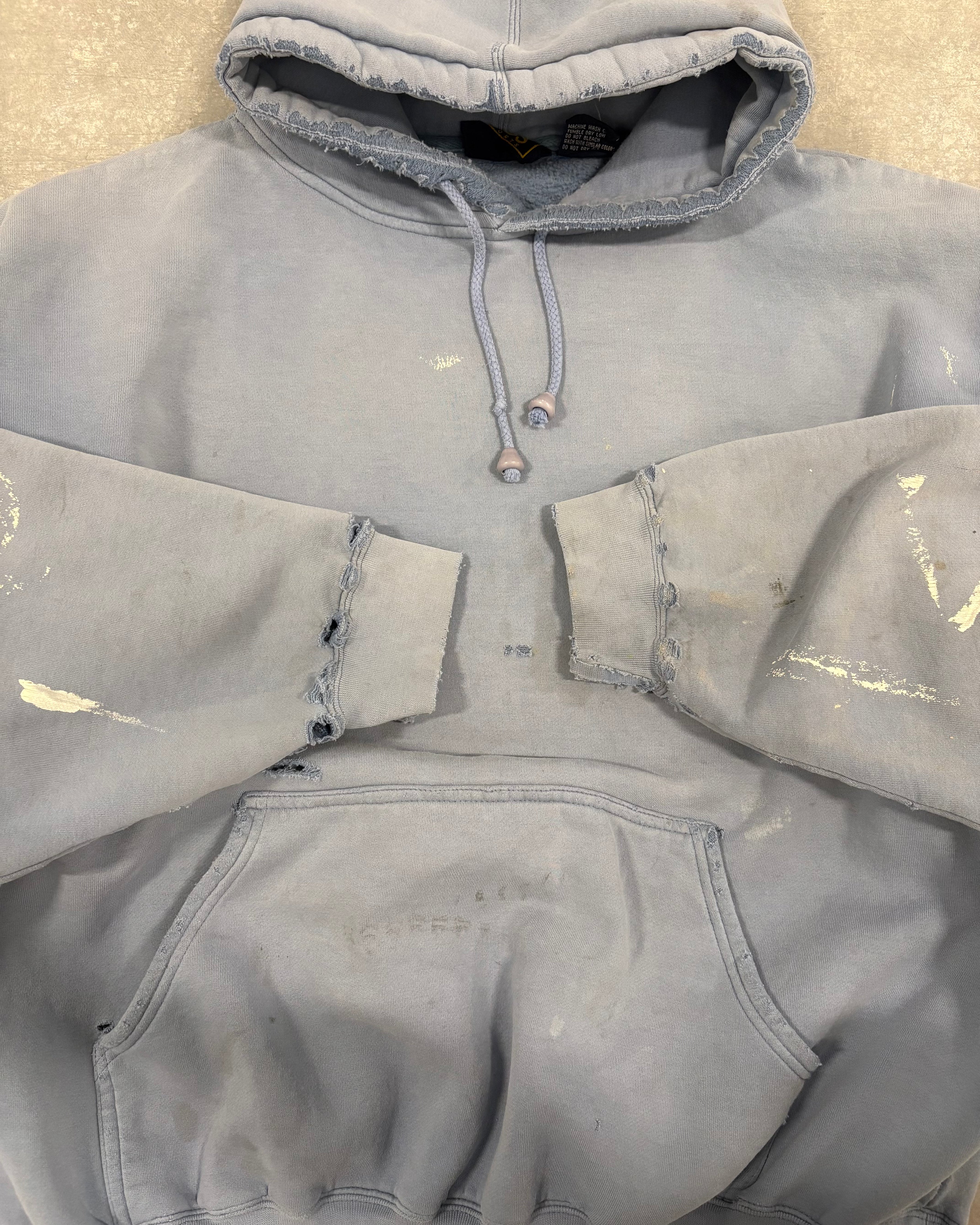 VINTAGE THRASHED BLUE HOODIE - L