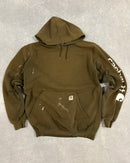 VINTAGE FADED GREEN CARHARTT HOODIE - L