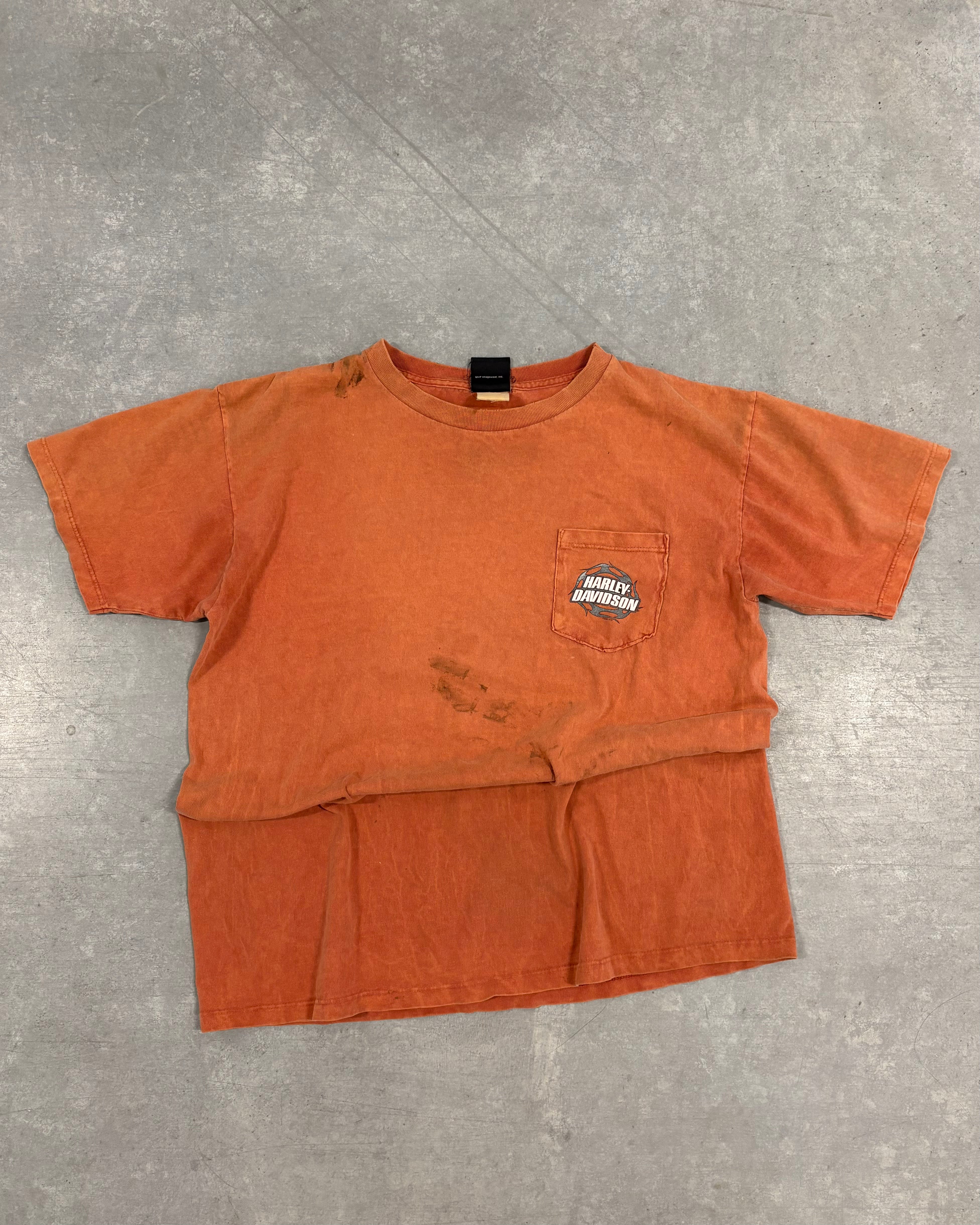 VINTAGE ORANGE HARLEY DAVIDSON TEE - L