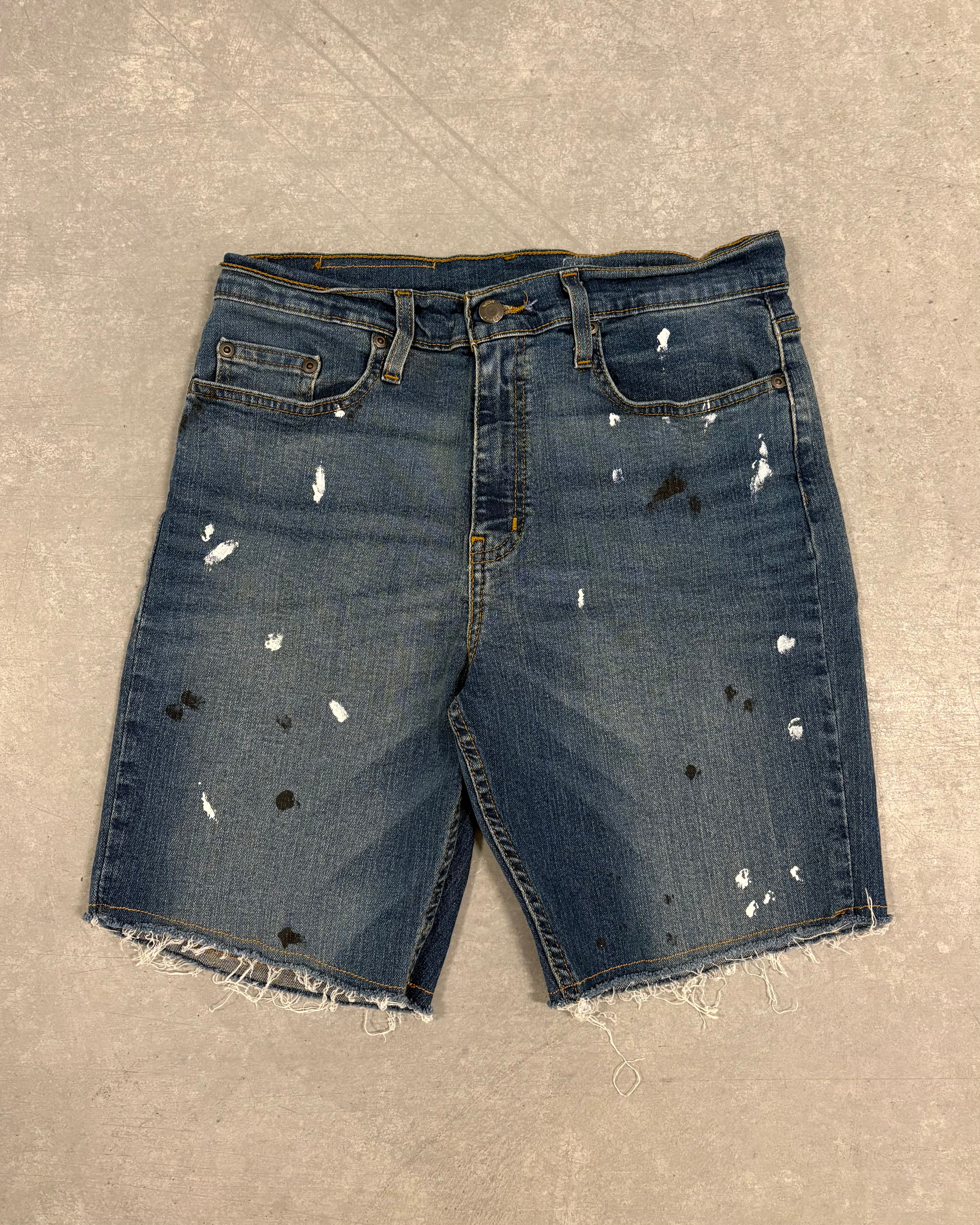 PAINT SPLATTERED DENIM SHORTS - 30