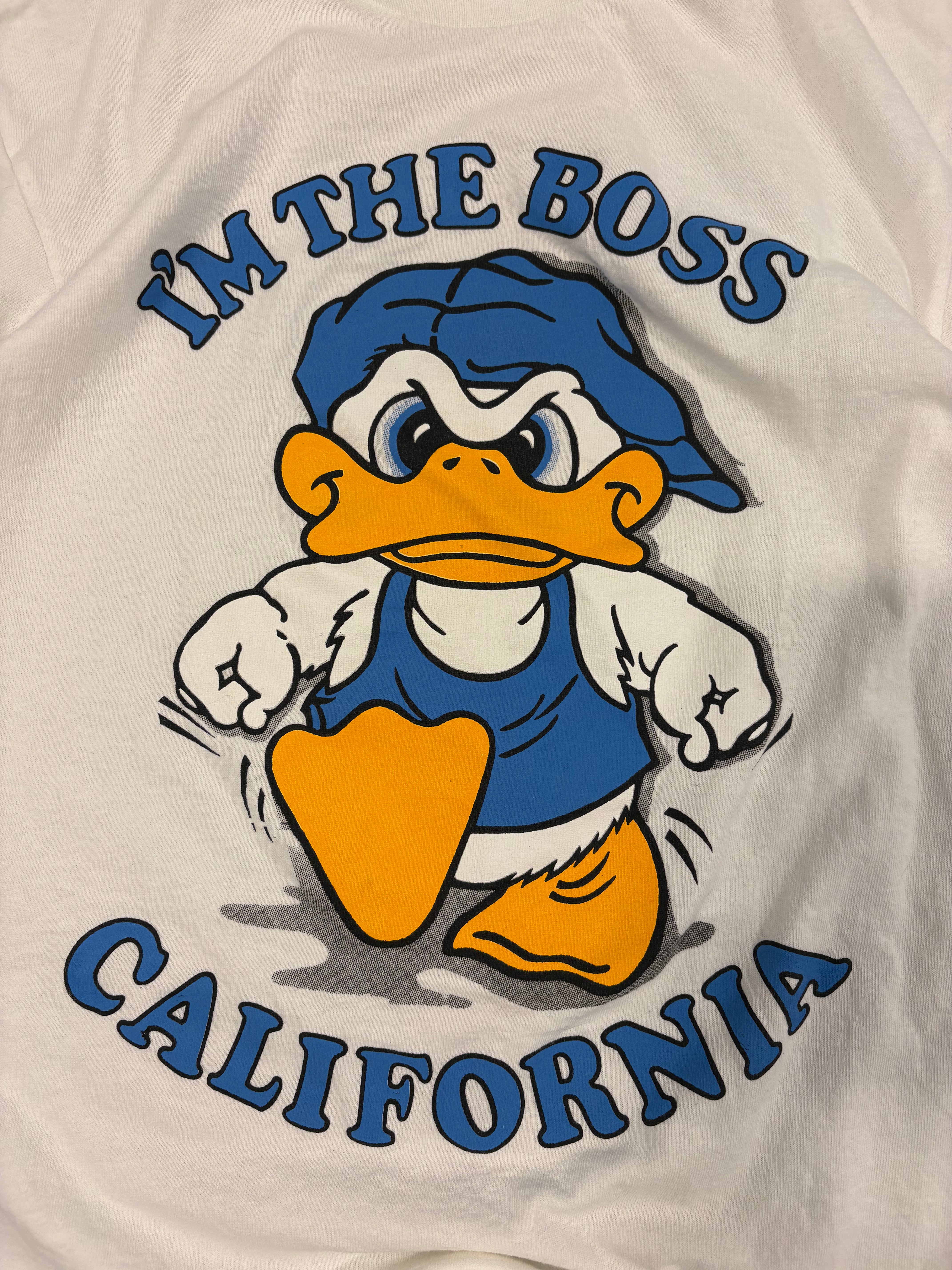 VINTAGE WHITE "IM THE BOSS" TEE - S