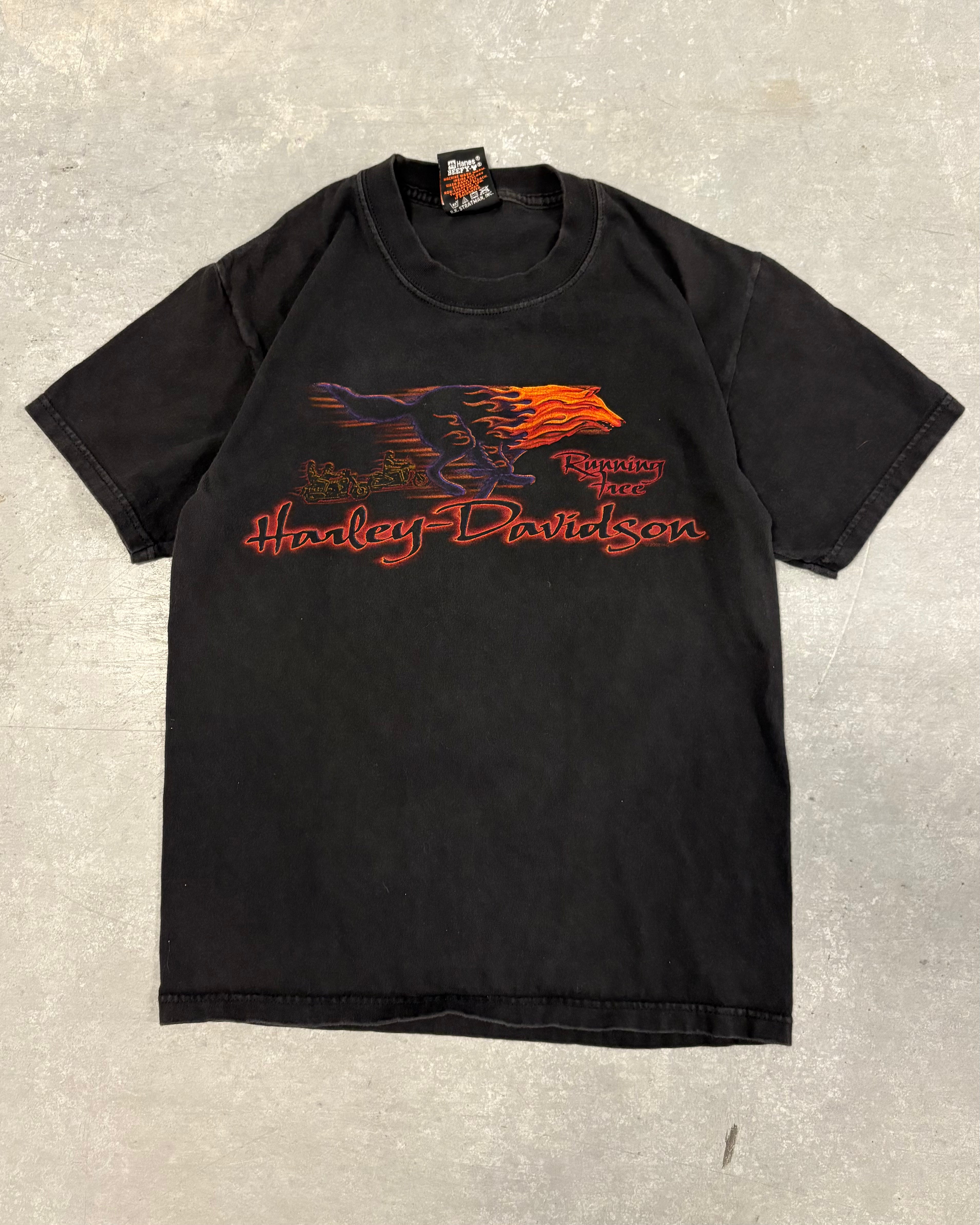 Faded Black Harley Davidson Running Free Tee - S