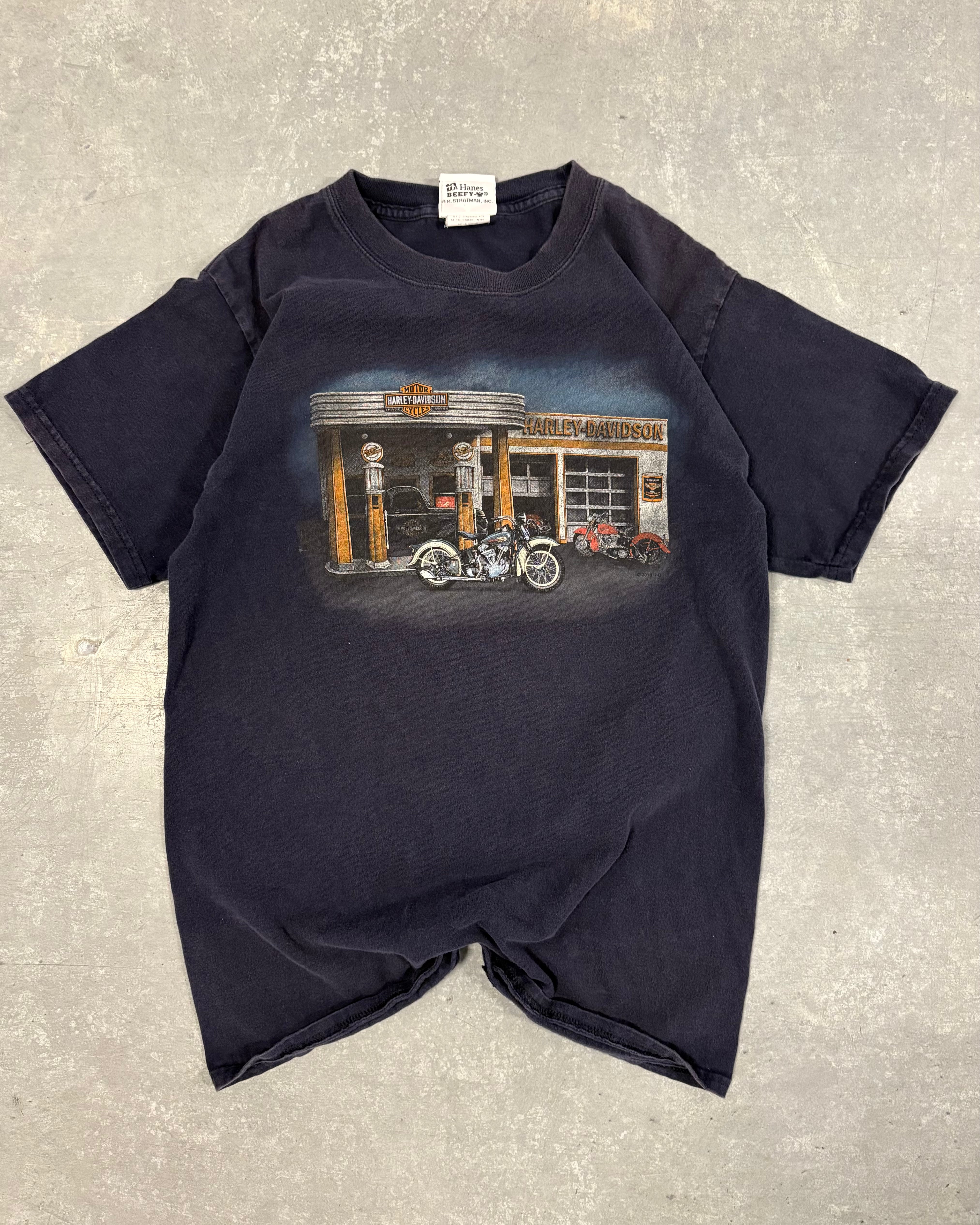 Navy Harley Davidson Gas Station Tee - S