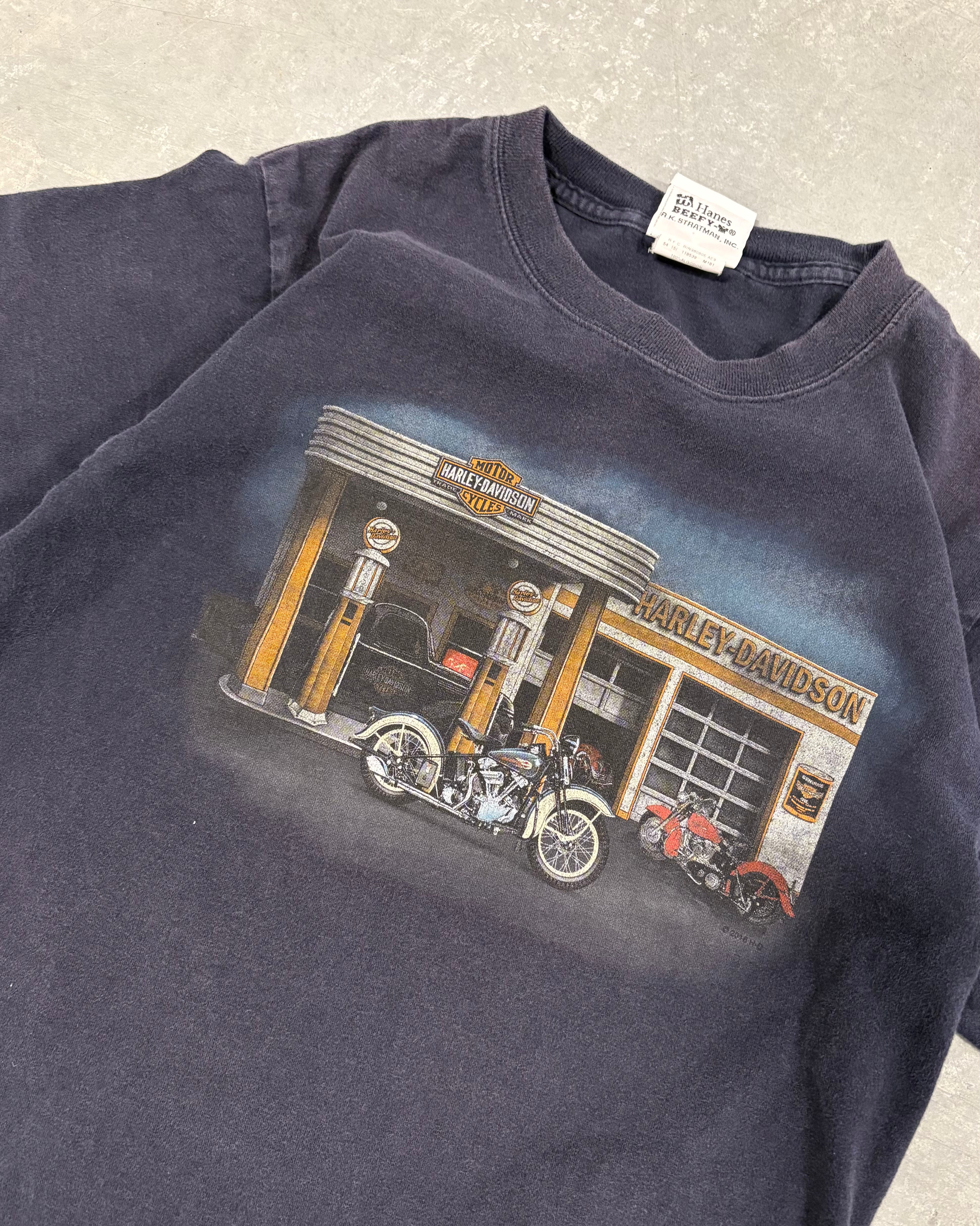 Navy Harley Davidson Gas Station Tee - S