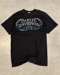 Black Harley Davidson Silver Flames Tee - S