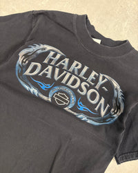 Black Harley Davidson Silver Flames Tee - S