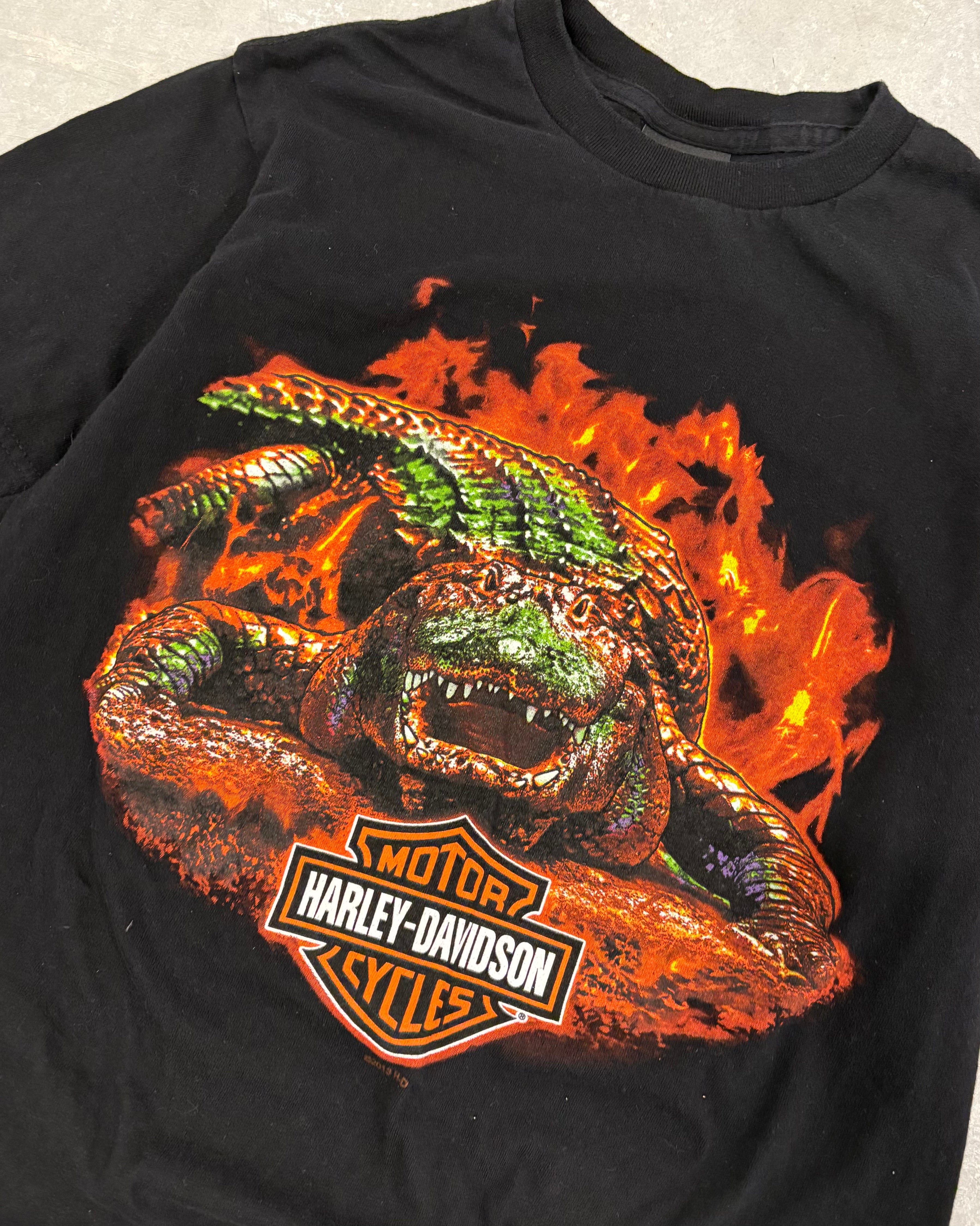 Black Harley Davidson Crocodile Tee - S