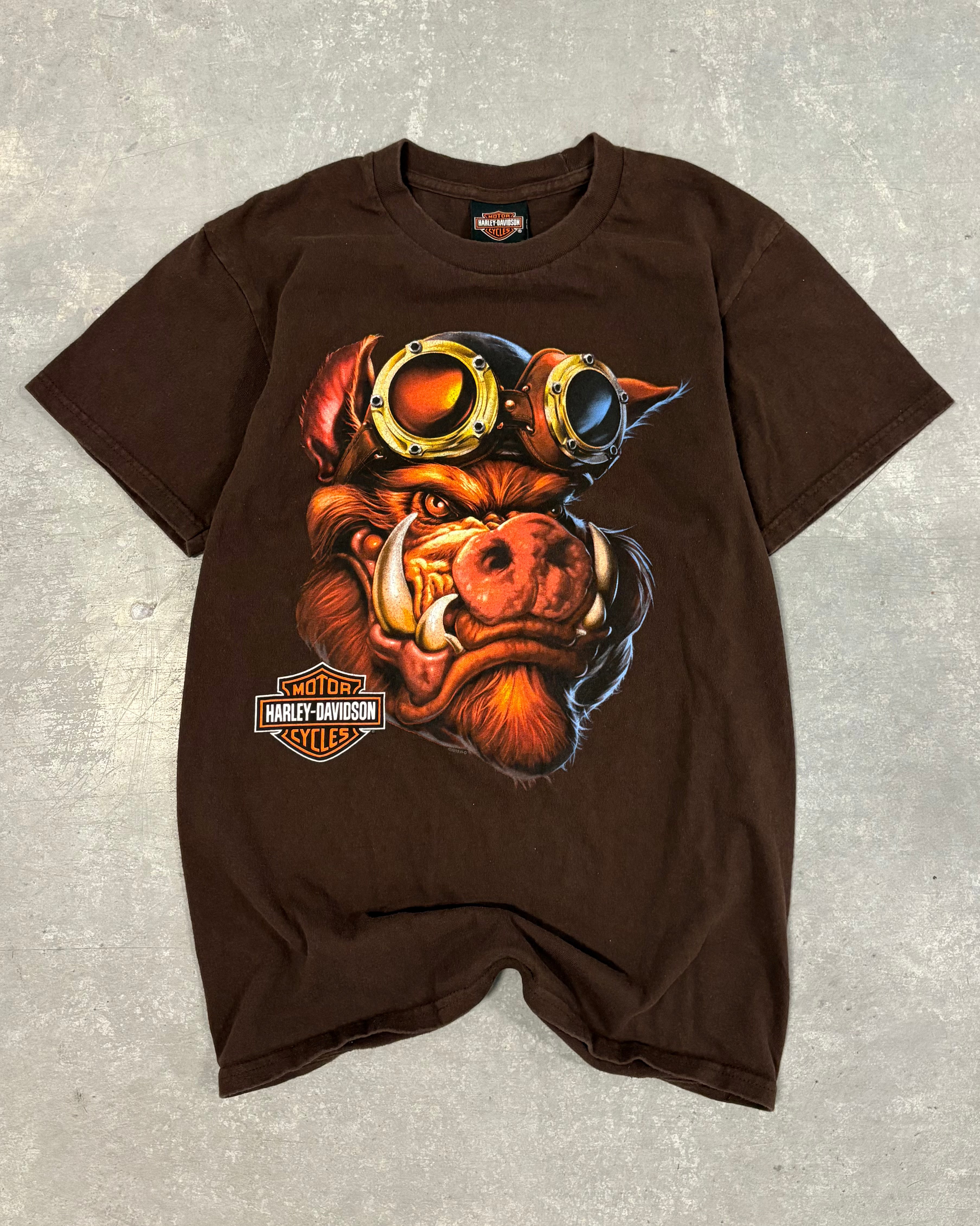 Brown Harley Davidson Boar Tee - S