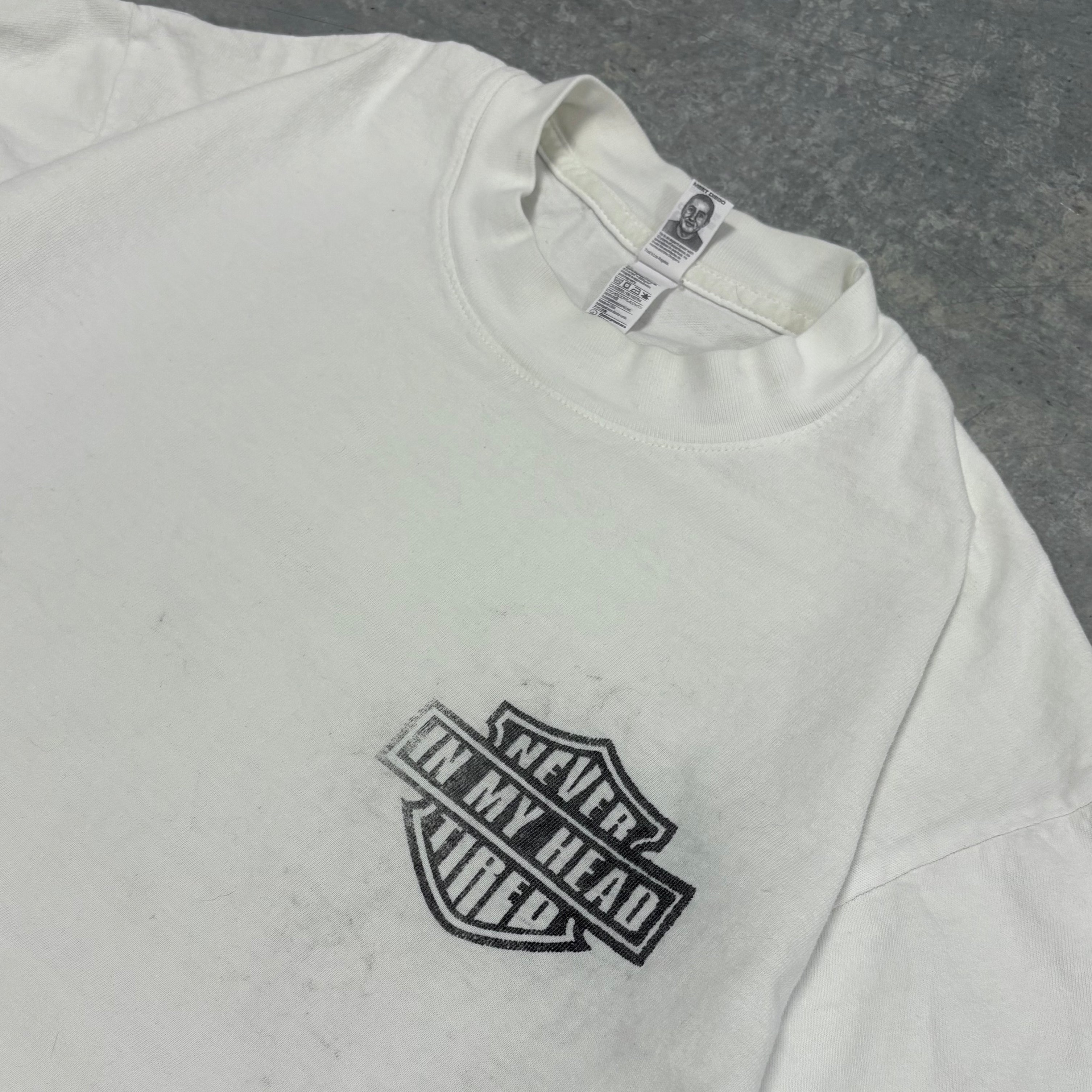 Heavyweight White Harley Flip T-Shirt - S