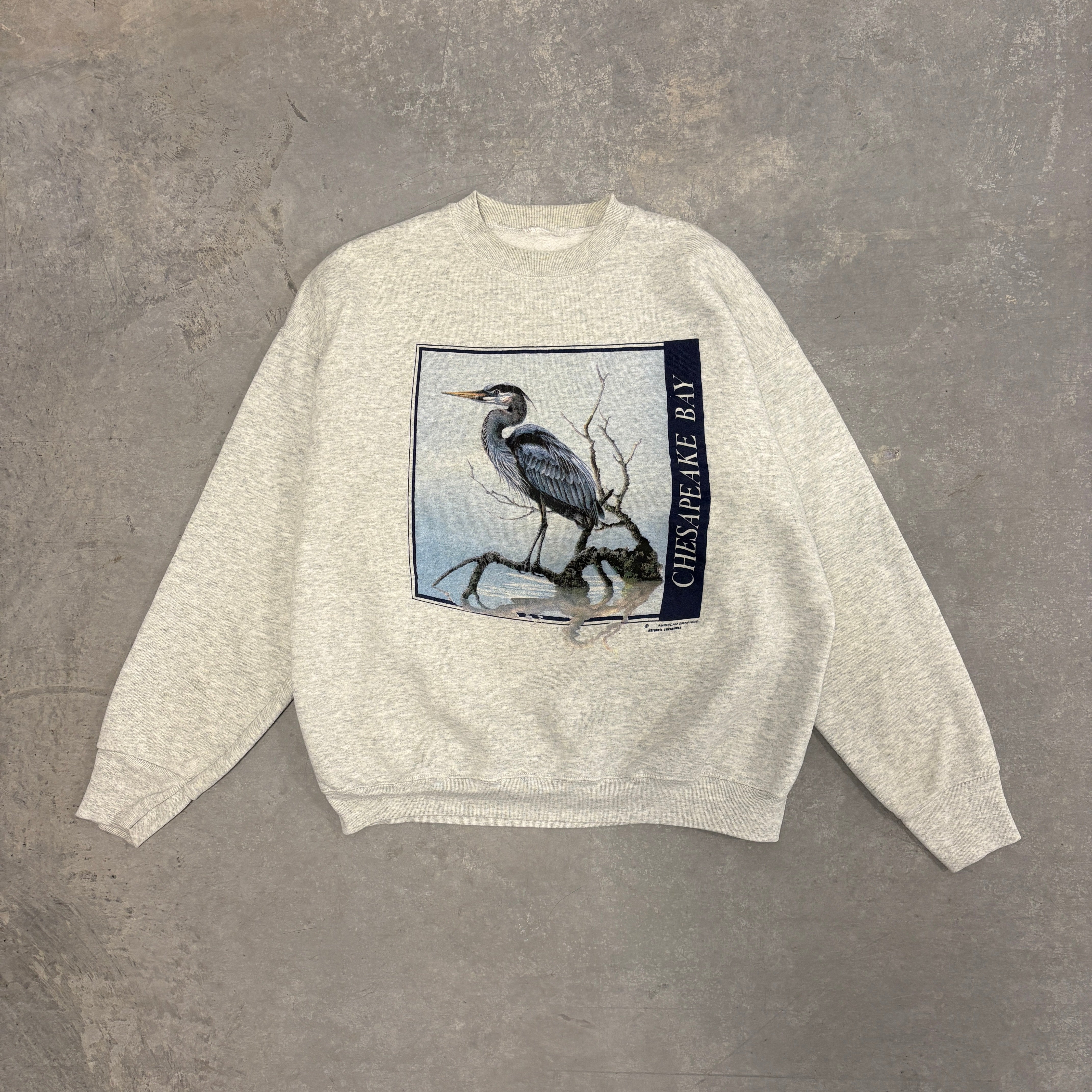 Vintage Heather Gray Chesapeake Bay Crewneck - M