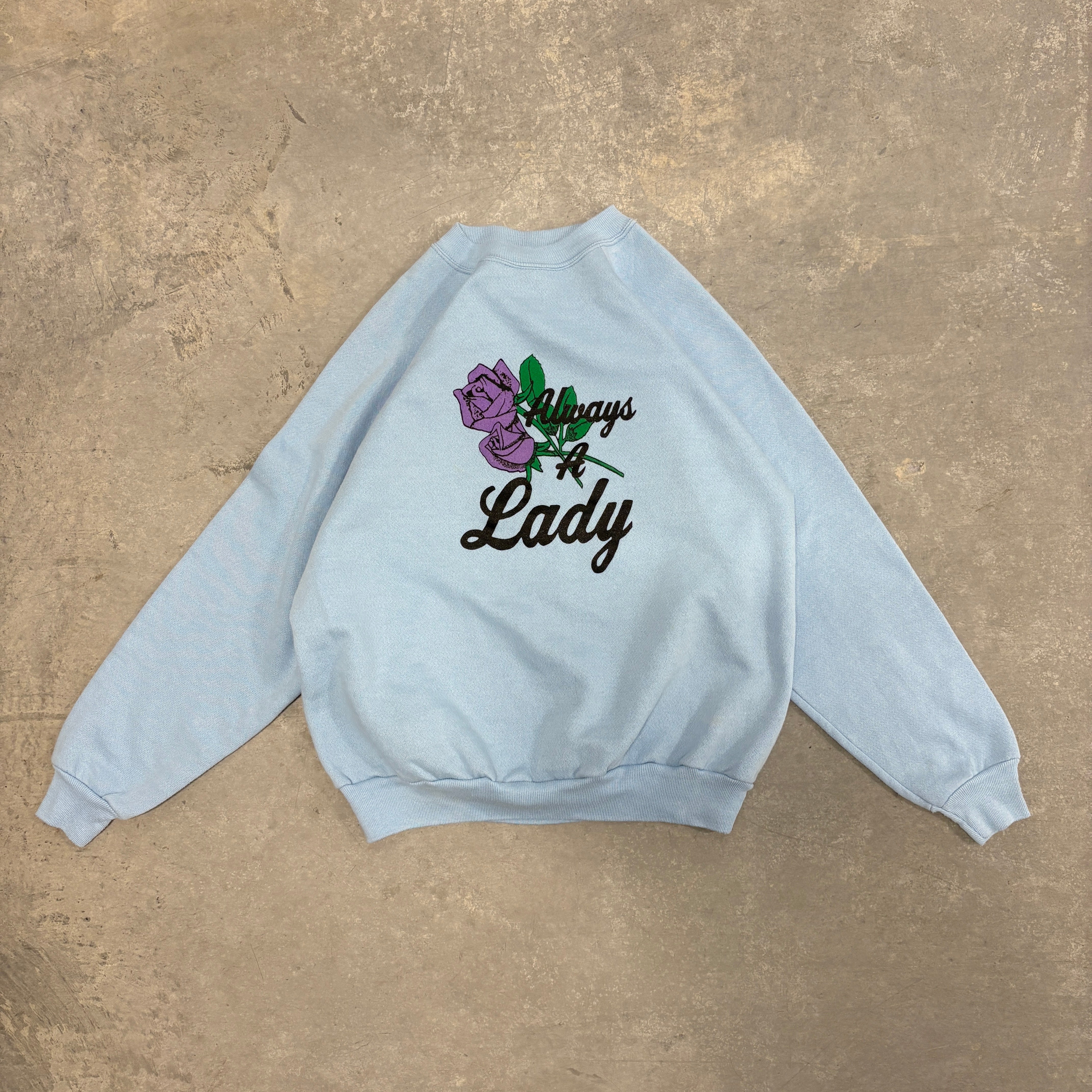 Vintage Baby Blue Lady Crewneck - S